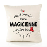 Housse de Coussin Premium Magicienne d'amour - Coton Canvas Fairtrade Beige Idée Cadeau Décoration Canapé 40x40