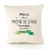 Housse de Coussin Premium Merci Maitre de Stage Inoubliable - Coton Canvas Fairtrade Beige Idée Cadeau Décoration Canapé