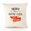 Housse de Coussin Premium Merci Maître-Chien Génial - Coton Canvas Fairtrade Beige Idée Cadeau Décoration Canapé