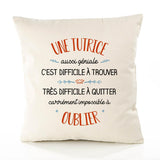 Housse de Coussin Premium Une Tutrice Aussi géniale - Coton Canvas Fairtrade Beige Idée Cadeau Décoration Canapé