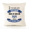 Housse de Coussin Premium Papi superhomme - Coton Canvas Fairtrade Beige Idée Cadeau Décoration Canapé