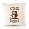 Housse de Coussin Premium L'Agricultrice Chouette Grain - Coton Canvas Fairtrade Beige Idée Cadeau Décoration Canapé 40x40