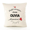 Housse de Coussin Premium Olivia d'amour - Coton Canvas Fairtrade Beige Idée Cadeau Décoration Canapé 40x40
