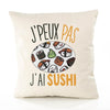 Housse de Coussin Premium Sushi Version Blanc - Coton Canvas Fairtrade Beige Idée Cadeau Décoration Canapé