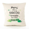 Housse de Coussin Premium Merci Karatéka Inoubliable - Coton Canvas Fairtrade Beige Idée Cadeau Décoration Canapé