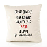 Housse de Coussin Premium Papou ça n'existe Pas Homme - Coton Canvas Fairtrade Beige Idée Cadeau Décoration Canapé