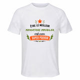 Maillot de Sport Homme Meilleur Mandataire Immobilier Super Pouvoir Cadeau Anniversaire Noël Fête des Pères T-Shirt Respirant Polyester