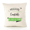 Housse de Coussin Premium Comptable Meilleure Temps Femme - Coton Canvas Fairtrade Beige Idée Cadeau Décoration Canapé