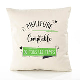 Housse de Coussin Premium Comptable Meilleure Temps Femme - Coton Canvas Fairtrade Beige Idée Cadeau Décoration Canapé