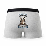Caleçon Pierre-Yves Panda Grain - Humour Boxer Gris Idée Cadeau