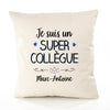 Housse de Coussin Premium Marc-Antoine Un Super Collègue - Coton Canvas Fairtrade Beige Idée Cadeau Décoration Canapé