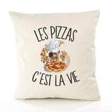 Housse de Coussin Premium Pizza - Coton Canvas Fairtrade Beige Idée Cadeau Décoration Canapé