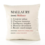Housse de Coussin Premium Mallaury Définition - Coton Canvas Fairtrade Beige Idée Cadeau Décoration Canapé