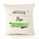 Housse de Coussin Premium Meilleur Pépé de Tous Les Temps 2 - Coton Canvas Fairtrade Beige Idée Cadeau Décoration Canapé