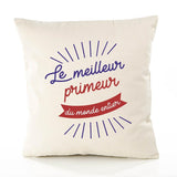 Housse de Coussin Premium primeur Meilleur Monde - Coton Canvas Fairtrade Beige Idée Cadeau Décoration Canapé