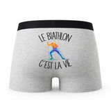 Caleçon Biathlon - Humour Boxer Gris Passion Idée Cadeau