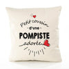 Housse de Coussin Premium Pompiste d'amour - Coton Canvas Fairtrade Beige Idée Cadeau Décoration Canapé 40x40