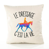 Housse de Coussin Premium Dressage - Coton Canvas Fairtrade Beige Idée Cadeau Décoration Canapé
