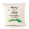 Housse de Coussin Premium Merci Frère Inoubliable - Coton Canvas Fairtrade Beige Idée Cadeau Décoration Canapé