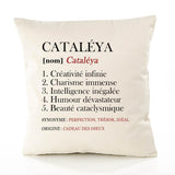 Housse de Coussin Premium Cataléya Définition - Coton Canvas Fairtrade Beige Idée Cadeau Décoration Canapé