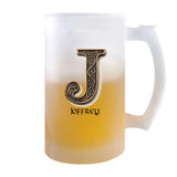 Verre à Bière Joffrey Lettre Viking | Chope de Bière Pinte | Idée Cadeau Prénom Motard Jeux de Rôle Vidéo Anniversaire Papa Collègue Départ Retraite Noël