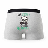 Caleçon Marceau Pas Touche Panda - Humour Boxer Gris Idée Cadeau