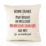 Housse de Coussin Premium Prothésiste Dentaire ça n'existe Pas Homme - Coton Canvas Fairtrade Beige Idée Cadeau Décoration Canapé