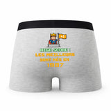 Caleçon Les Meilleurs sont Nés en - Humour Boxer Gris Idée Cadeau