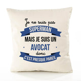 Housse de Coussin Premium Je ne suis Pas superhomme Avocat - Coton Canvas Fairtrade Beige Idée Cadeau Décoration Canapé 40x40