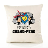 Housse de Coussin Premium Super Grand-PÈRE - Coton Canvas Fairtrade Beige Idée Cadeau Décoration Canapé