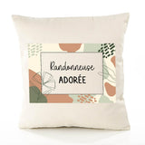 Housse de Coussin Femme Randonneuse Adorée Design Graphique déco Salon canapé Chambre Cadeau Femme Anniversaire noël Coussin décoratif Motif Floral