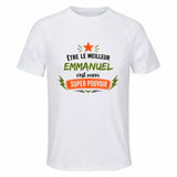 Maillot de Sport Homme Meilleur Emmanuel Super Pouvoir Cadeau Anniversaire Noël Fête des Pères T-Shirt Respirant Polyester