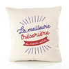 Housse de Coussin Premium tresoriere Meilleure Monde - Coton Canvas Fairtrade Beige Idée Cadeau Décoration Canapé