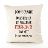 Housse de Coussin Premium Pierre-Louis ça n'existe Pas Homme - Coton Canvas Fairtrade Beige Idée Cadeau Décoration Canapé