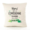 Housse de Coussin Premium Merci Comédienne Inoubliable Femme - Coton Canvas Fairtrade Beige Idée Cadeau Décoration Canapé