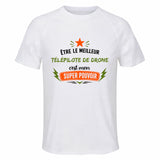 Maillot de Sport Homme Meilleur Telepilote de Drone Super Pouvoir Cadeau Anniversaire Noël Fête des Pères T-Shirt Respirant Polyester
