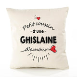 Housse de Coussin Premium Ghislaine d'amour - Coton Canvas Fairtrade Beige Idée Cadeau Décoration Canapé 40x40