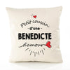 Housse de Coussin Premium Benedicte d'amour - Coton Canvas Fairtrade Beige Idée Cadeau Décoration Canapé 40x40
