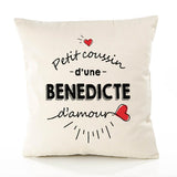 Housse de Coussin Premium Benedicte d'amour - Coton Canvas Fairtrade Beige Idée Cadeau Décoration Canapé 40x40