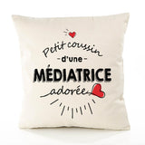 Housse de Coussin Premium Mediatrice d'amour - Coton Canvas Fairtrade Beige Idée Cadeau Décoration Canapé 40x40