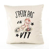 Housse de Coussin Premium VTT Version Blanc - Coton Canvas Fairtrade Beige Idée Cadeau Décoration Canapé