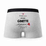 Caleçon Ginette d'amour - Humour Boxer Gris Idée Cadeau