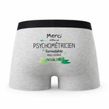 Caleçon Merci Psychometricien Inoubliable - Humour Boxer Gris Idée Cadeau