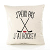 Housse de Coussin Premium Hockey Version Blanc - Coton Canvas Fairtrade Beige Idée Cadeau Décoration Canapé 40x40