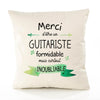 Housse de Coussin Premium Merci Guitariste Inoubliable - Coton Canvas Fairtrade Beige Idée Cadeau Décoration Canapé