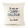 Housse de Coussin Premium Jean-Michel Un Super Collègue - Coton Canvas Fairtrade Beige Idée Cadeau Décoration Canapé 40x40