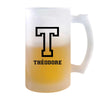 Verre à Bière Théodore Lettre Sport | Chope de Bière Pinte | Idée Cadeau Prénom Style Basket Université Anniversaire Papa Collègue Départ Retraite Noël