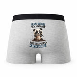 Caleçon Jean-Michel Panda Grain - Humour Boxer Gris Idée Cadeau