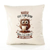 Housse de Coussin Premium Nadège Chouette Grain - Coton Canvas Fairtrade Beige Idée Cadeau Décoration Canapé