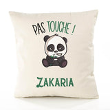 Housse de Coussin Premium Zakaria Pas Touche Panda - Coton Canvas Fairtrade Beige Idée Cadeau Décoration Canapé 40x40